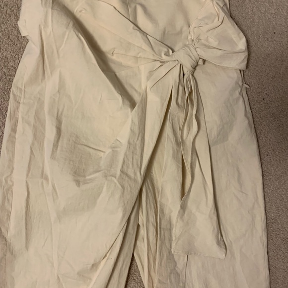 Zara asymmetrical beige pants bow waist - Picture 4 of 6